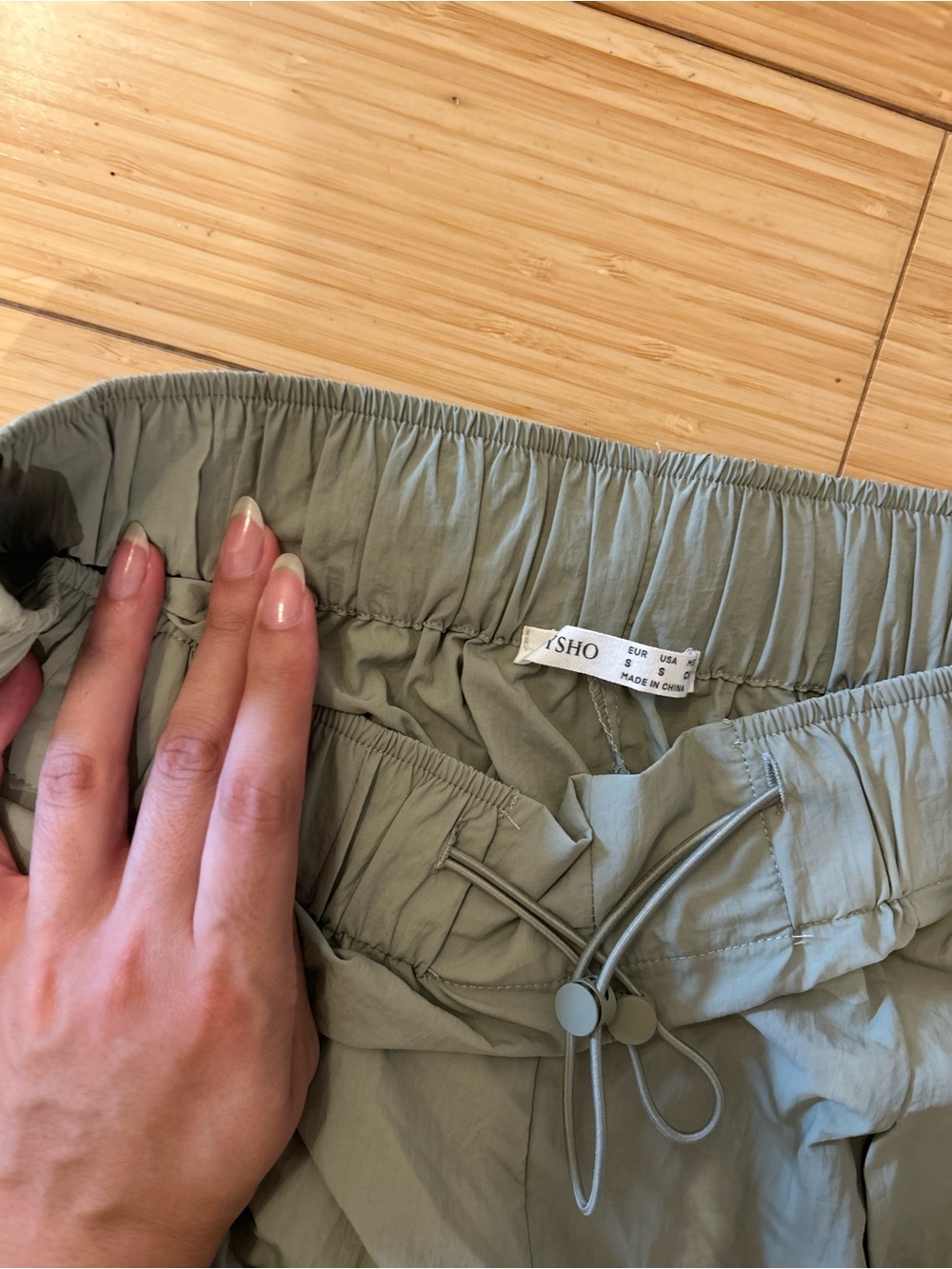 Oysho Women's Sage Green Drawstring Track Pants
